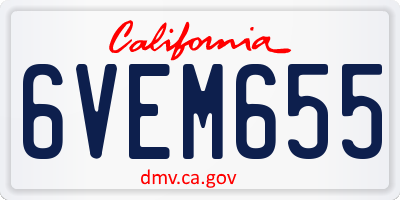 CA license plate 6VEM655