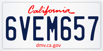 CA license plate 6VEM657
