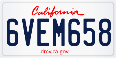 CA license plate 6VEM658
