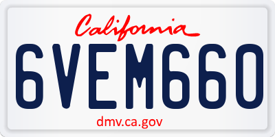CA license plate 6VEM660