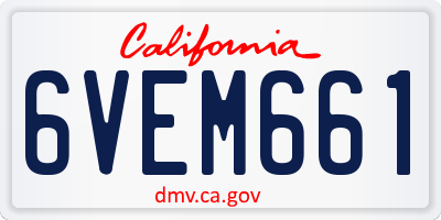 CA license plate 6VEM661