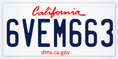 CA license plate 6VEM663