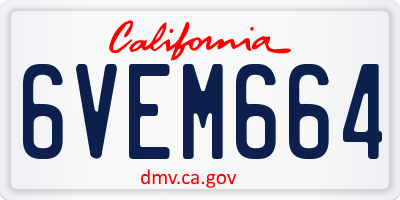 CA license plate 6VEM664