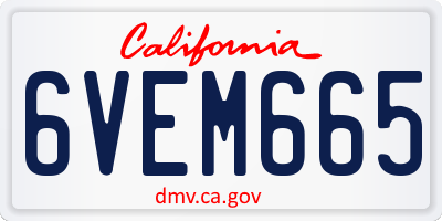 CA license plate 6VEM665