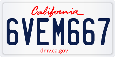 CA license plate 6VEM667