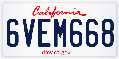 CA license plate 6VEM668