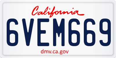 CA license plate 6VEM669