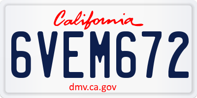 CA license plate 6VEM672
