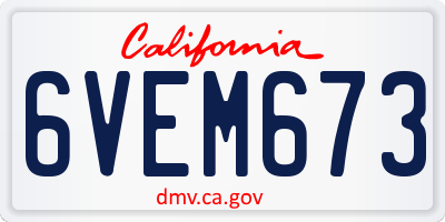 CA license plate 6VEM673