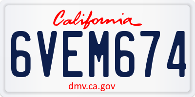 CA license plate 6VEM674