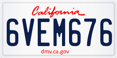 CA license plate 6VEM676
