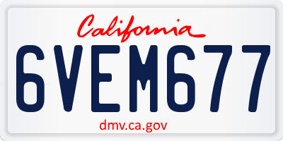 CA license plate 6VEM677