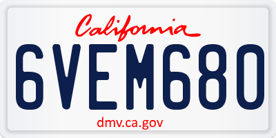 CA license plate 6VEM680