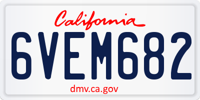 CA license plate 6VEM682