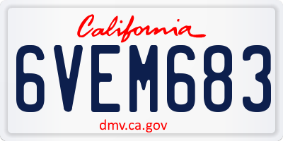 CA license plate 6VEM683