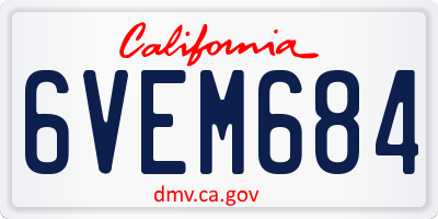 CA license plate 6VEM684