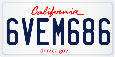 CA license plate 6VEM686