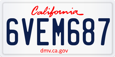CA license plate 6VEM687