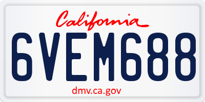 CA license plate 6VEM688