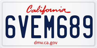 CA license plate 6VEM689