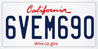 CA license plate 6VEM690