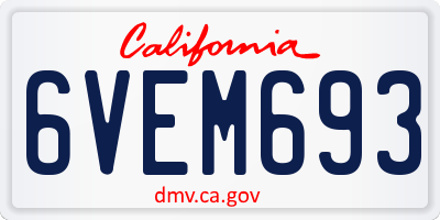 CA license plate 6VEM693