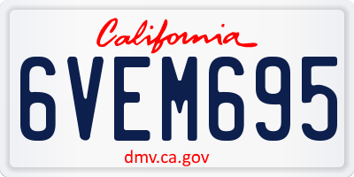 CA license plate 6VEM695