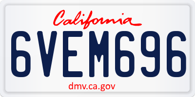 CA license plate 6VEM696