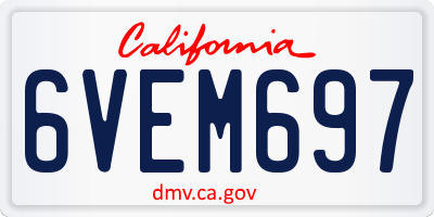 CA license plate 6VEM697