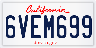 CA license plate 6VEM699