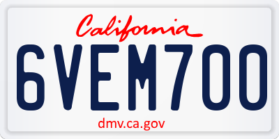 CA license plate 6VEM700