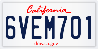 CA license plate 6VEM701