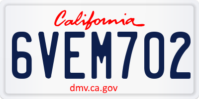 CA license plate 6VEM702