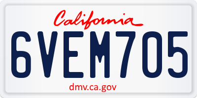 CA license plate 6VEM705