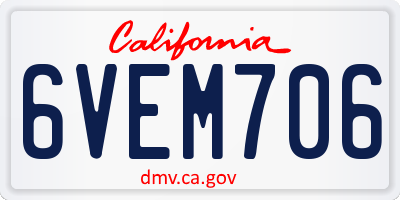 CA license plate 6VEM706