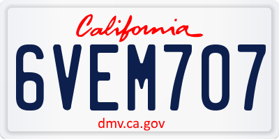 CA license plate 6VEM707