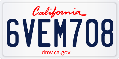 CA license plate 6VEM708