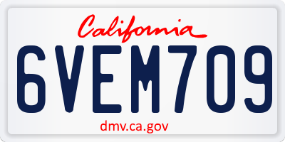 CA license plate 6VEM709