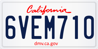 CA license plate 6VEM710