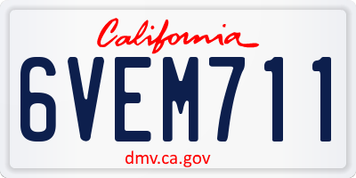 CA license plate 6VEM711