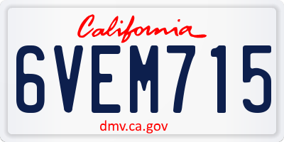 CA license plate 6VEM715