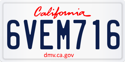 CA license plate 6VEM716