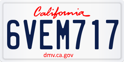CA license plate 6VEM717