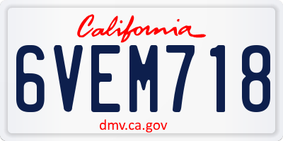 CA license plate 6VEM718