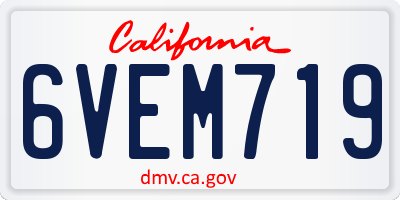CA license plate 6VEM719