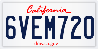CA license plate 6VEM720