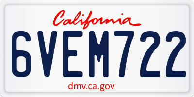 CA license plate 6VEM722