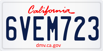 CA license plate 6VEM723