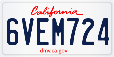 CA license plate 6VEM724