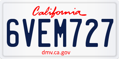 CA license plate 6VEM727